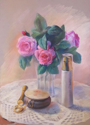 Pastel painting Tea roses Serdyuk Boris Petrovich nSern81