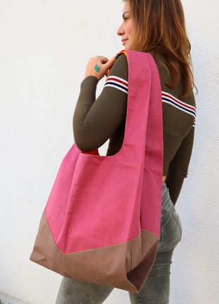 Large two-color shopper for shopping "Rick", bag handmade.2 photo
