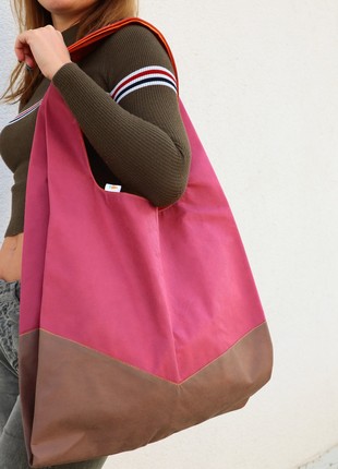 Large two-color shopper for shopping "Rick", bag handmade.1 photo