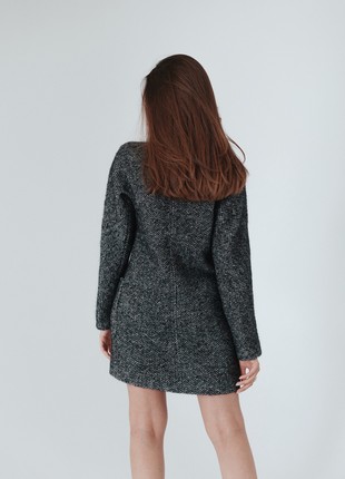 Short Herringbone Coat with Mohaer3 photo