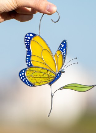 Ukrainian stained glass butterfly suncatcher2 photo