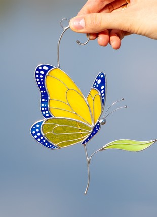 Ukrainian stained glass butterfly suncatcher3 photo