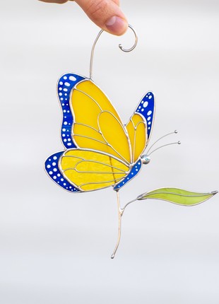 Ukrainian stained glass butterfly suncatcher4 photo