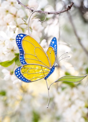 Ukrainian stained glass butterfly suncatcher5 photo
