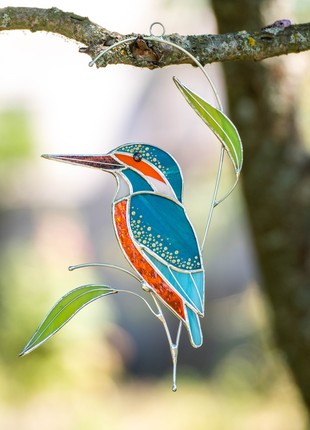 Kingfisher stained glass window hangings