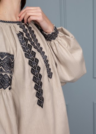 Embroidered blouse «Fertility» (linen)3 photo