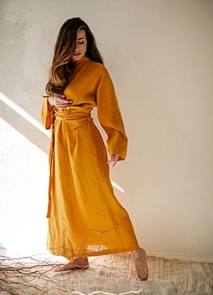 Linen kimono dress3 photo