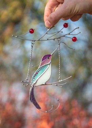 Hummingbird stained glass suncatcher4 photo