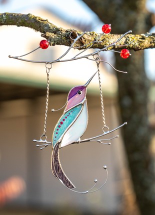 Hummingbird stained glass suncatcher3 photo