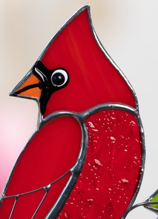 Cardinal stained glass window hangings3 photo