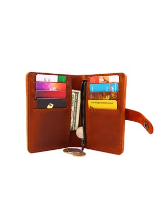 Bifold Leather Men's Minimalist Wallet/ Anniversary Gift/ Brown/ 030097 photo