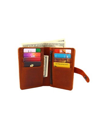 Bifold Leather Men's Minimalist Wallet/ Anniversary Gift/ Brown/ 030095 photo