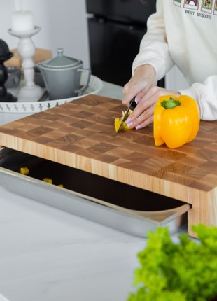 Ash & oak cutting board with tray 60*34 cm7 photo