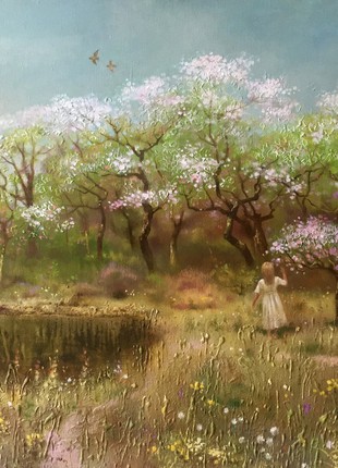 Oil painting Spring gardens Anatoly Borisovich Tarabanov nTar64