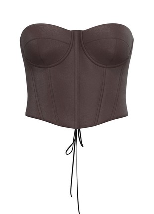 BROWN ECO-LEATHER BUSTIER6 photo