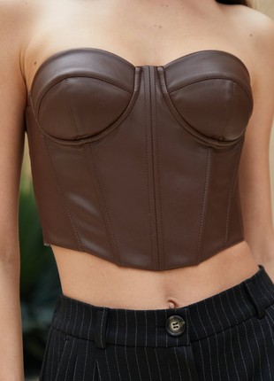 BROWN ECO-LEATHER BUSTIER4 photo