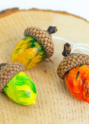 Hand painted multi-colored acorns Set of 109 photo