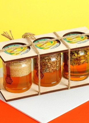 Set of honey "Sweet trio - sunflower seeds" ECO-MedOK, 960 grams