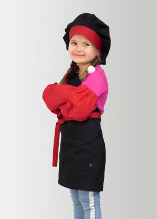 Children's set Latte Junior 5-7 years | Apron + Cap + Armbands (black with red)1 photo