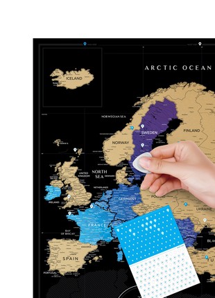 Scratch-off wall map Travel Map® Black Europe2 photo