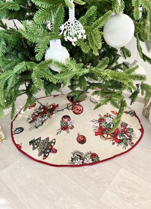 Christmas tree tapestry skirt. Christmas decoration.