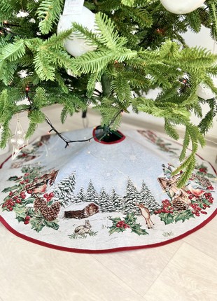 Christmas tree tapestry skirt with silver lurex