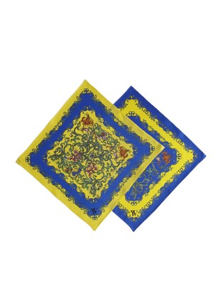 Silk scarf-transformer blue-yellow (28x28cm)5 photo