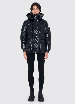 Puffer coat “Montana” lacquer black1 photo