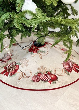 Christmas tree tapestry skirt with golden lurex