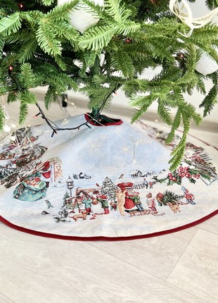 Christmas tree tapestry skirt with golden lurex