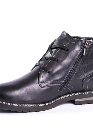 Black classic men's leather boots, large size. Berg z 62 photo