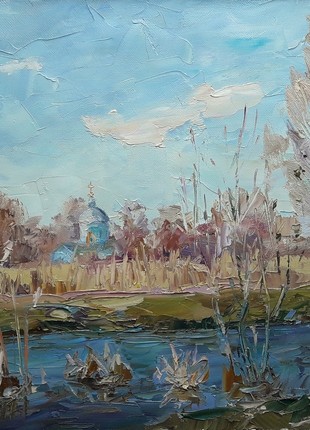 Oil painting River Yezuch Serdyuk Boris Petrovich nSern132
