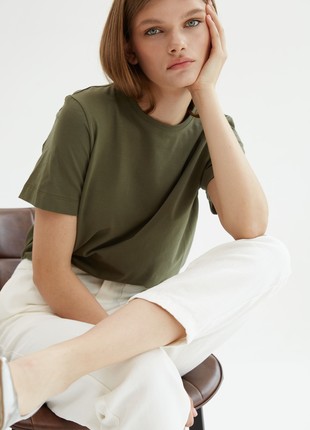 KHAKI BASIC WOMAN T-SHIRT | COTTON 190 GSM | Relaxed-fit & Regular-fit classic t-shirt1 photo