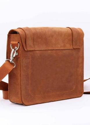 Leather shoulder briefcase for women on strap / Brown - 010312 photo