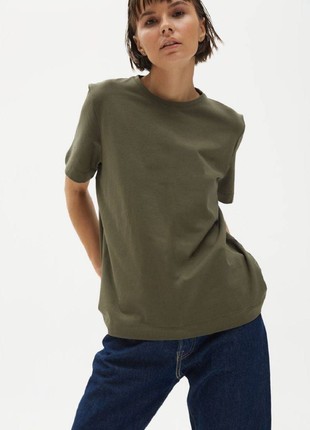 KHAKI BASIC WOMAN T-SHIRT | COTTON 190 GSM | Relaxed-fit & Regular-fit classic t-shirt7 photo