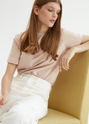 CREAM BASIC WOMAN T-SHIRT | COTTON 190 GSM | Relaxed-fit & Regular-fit classic t-shirt
