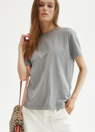 GRAY-OLIVE BASIC WOMAN T-SHIRT | COTTON 190 GSM | Relaxed-fit & Regular-fit classic t-shirt