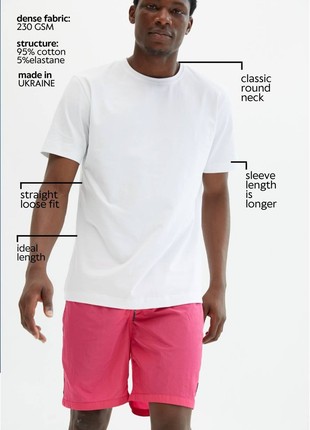 WHITE BASIC MAN T-SHIRT | COTTON 230 GSM | Relaxed-fit & Regular-fit classic t-shirt9 photo