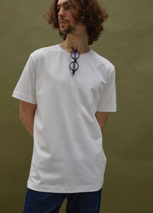 WHITE BASIC MAN T-SHIRT | COTTON 230 GSM | Relaxed-fit & Regular-fit classic t-shirt5 photo