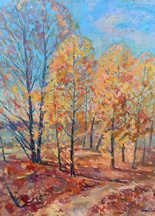 Oil painting Autumn sunny day Peter Tovpev nDobr156