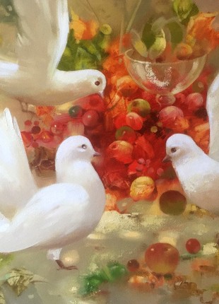 Abstract oil painting Pigeons Anatoly Borisovich Tarabanov nTar791 photo
