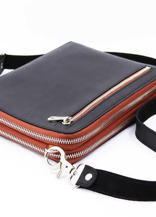 Handmade leather messenger bag for men, shoulder wallet / 010334 photo
