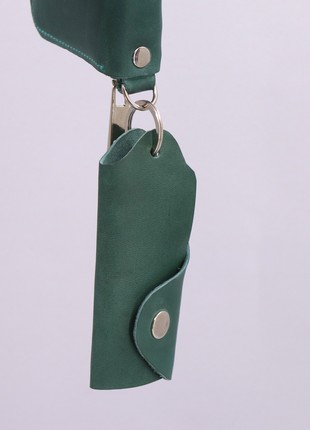 Leather minimalistic key organizer case with button, key holder / Aqua3 photo