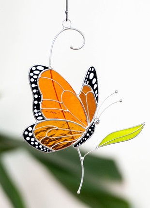 Monarch butterfly stained glass window hangings