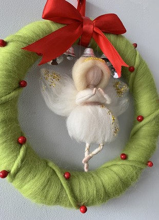 Wreath on the door, decoration for the New Year and Christmas, decor with an angel, New Year's and Christmas decor9 photo