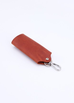 Leather key holder, organizer with additional fastening, key case/ Brown3 photo