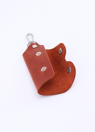Leather key holder, organizer with additional fastening, key case/ Brown4 photo