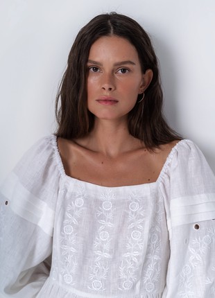 White linen embroidered dress "Myt"8 photo