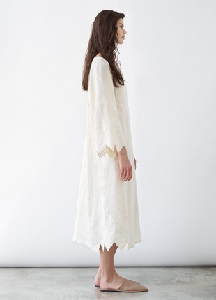 Beige linen dress with embroidery Nizhnist6 photo