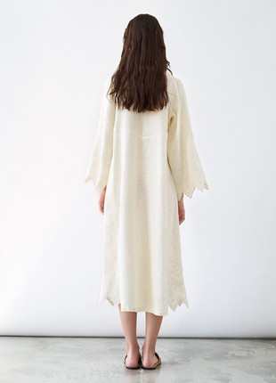 Beige linen dress with embroidery Nizhnist3 photo